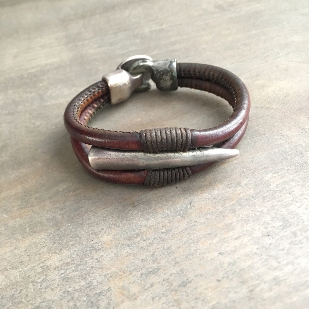 Uno De 50 - metal brown leather bracelet